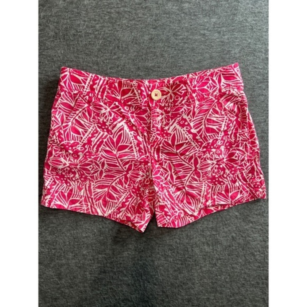 Lilly Pulitzer Pink White Giraffe Print Shorts Womens Casual Summer Tropical - Picture 1 of 12